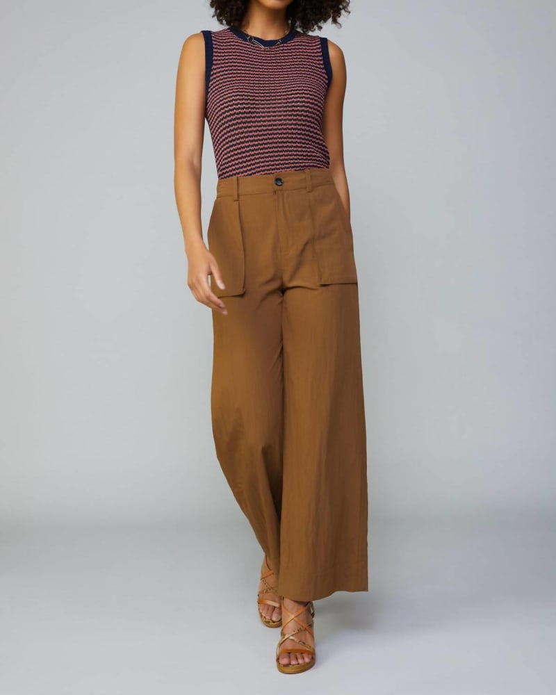 Front of a model wearing a size L Pocket Detail Cargo Pant in Cocoa in Cocoa by current air. | dia_product_style_image_id:338285